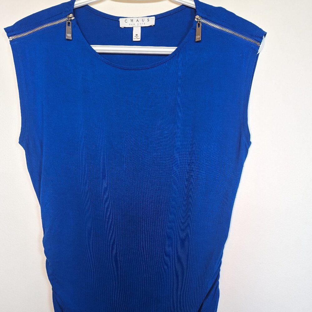 Chaus New York  Blue Sleeveless Top (Size M) - Made in Vietnam